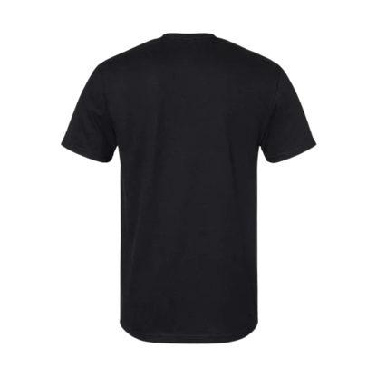 Men's Horizontal Stripes Super Soft Cotton Tee Shirt – black short-sleeve crew neck with white horizontal stripe pattern, made from 100% premium cotton.