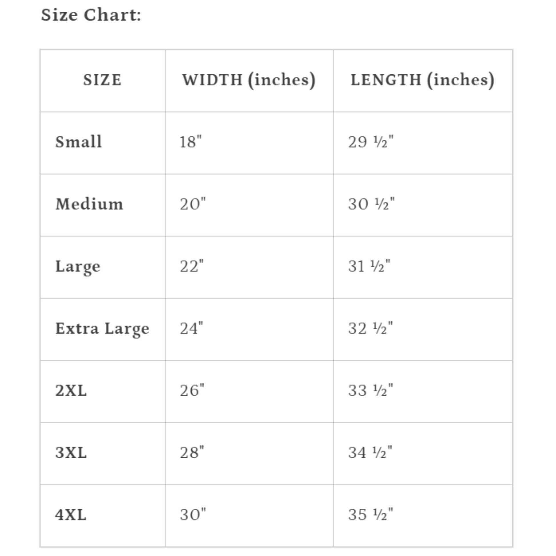 size chart