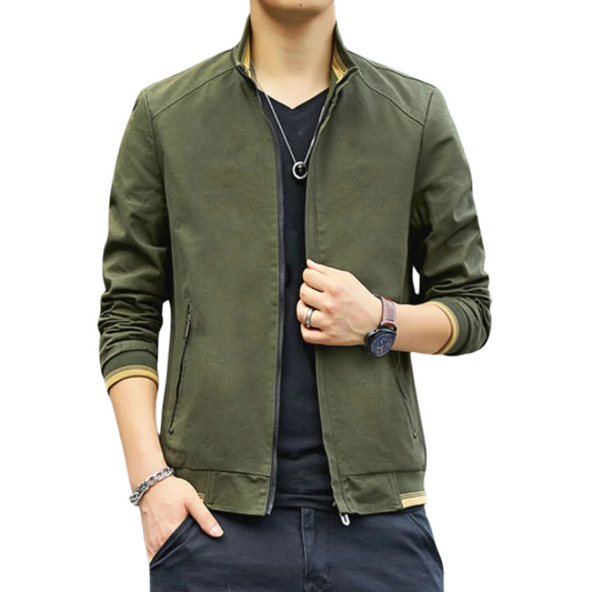 Men's Maverick Stand Collar Full Zipper Jacket with Quilted Lining - Ash and Chrome Clothing Co LLC