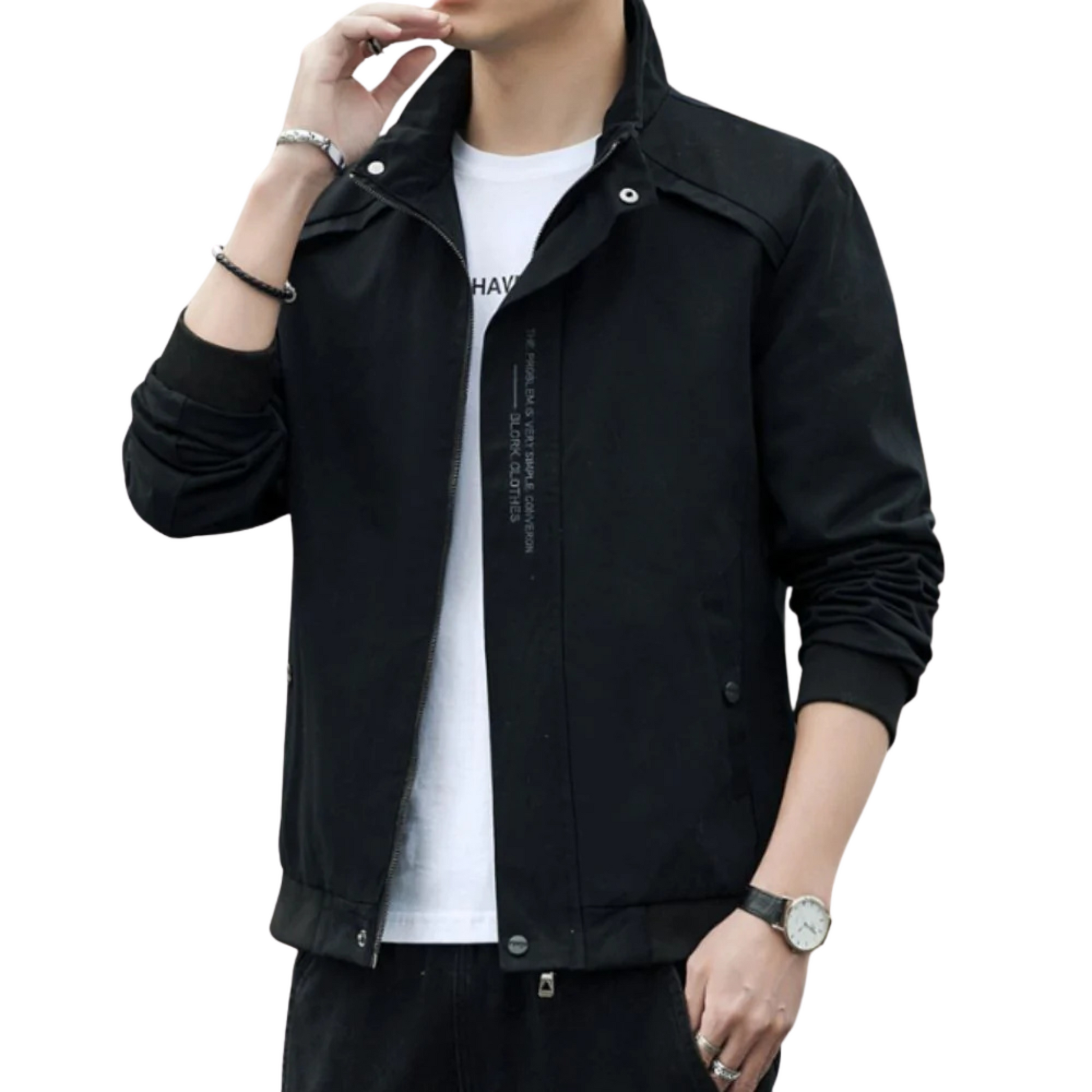 Men's Maverick Stand Collar Full Zipper Jacket with Quilted Lining - Ash and Chrome Clothing Co LLC