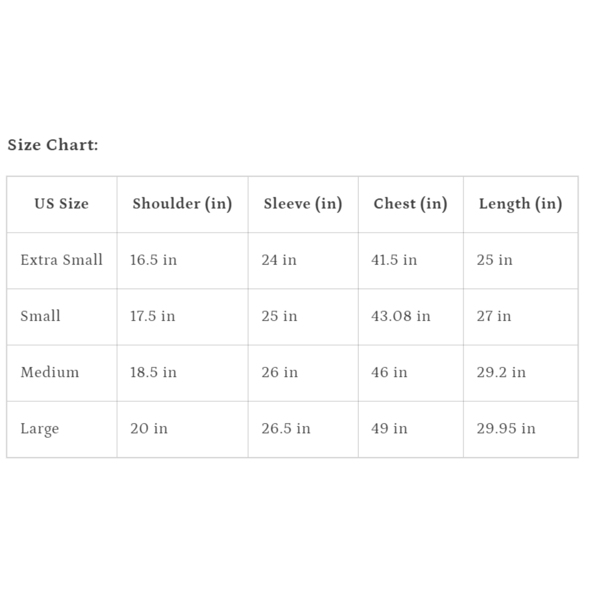 size chart