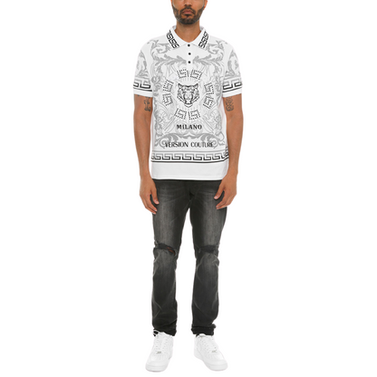 Men's Milano Version Couture Embroidered Polo Shirt White - Ash and Chrome Clothing Co LLC