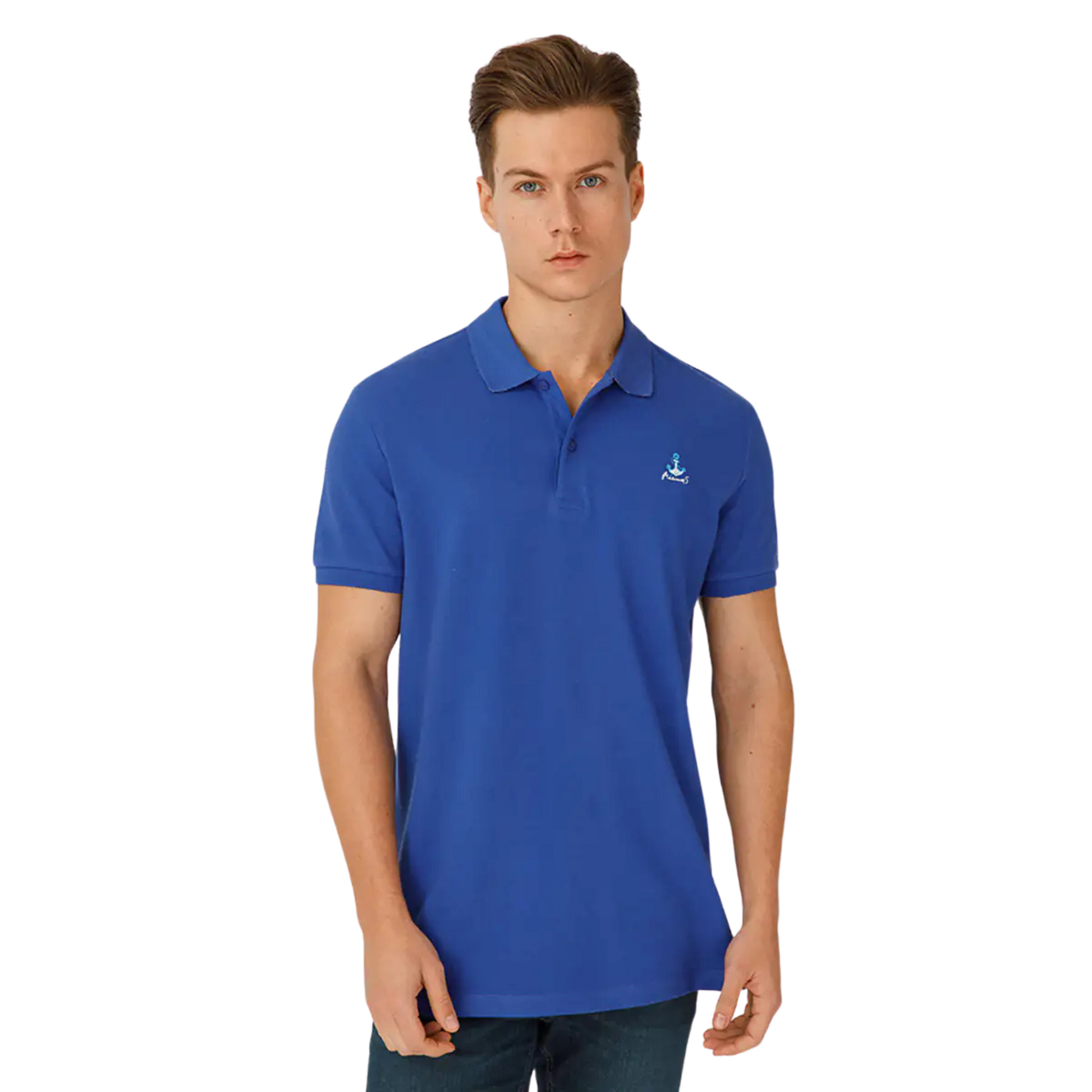 Men's Nautical Cotton Polo Shirt in Maritime Blue - Ash and Chrome Clothing Co LLC