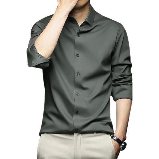 Men's Regular Fit Long Sleeve Satin Silk Dress Shirt - Ash and Chrome Clothing Co LLC