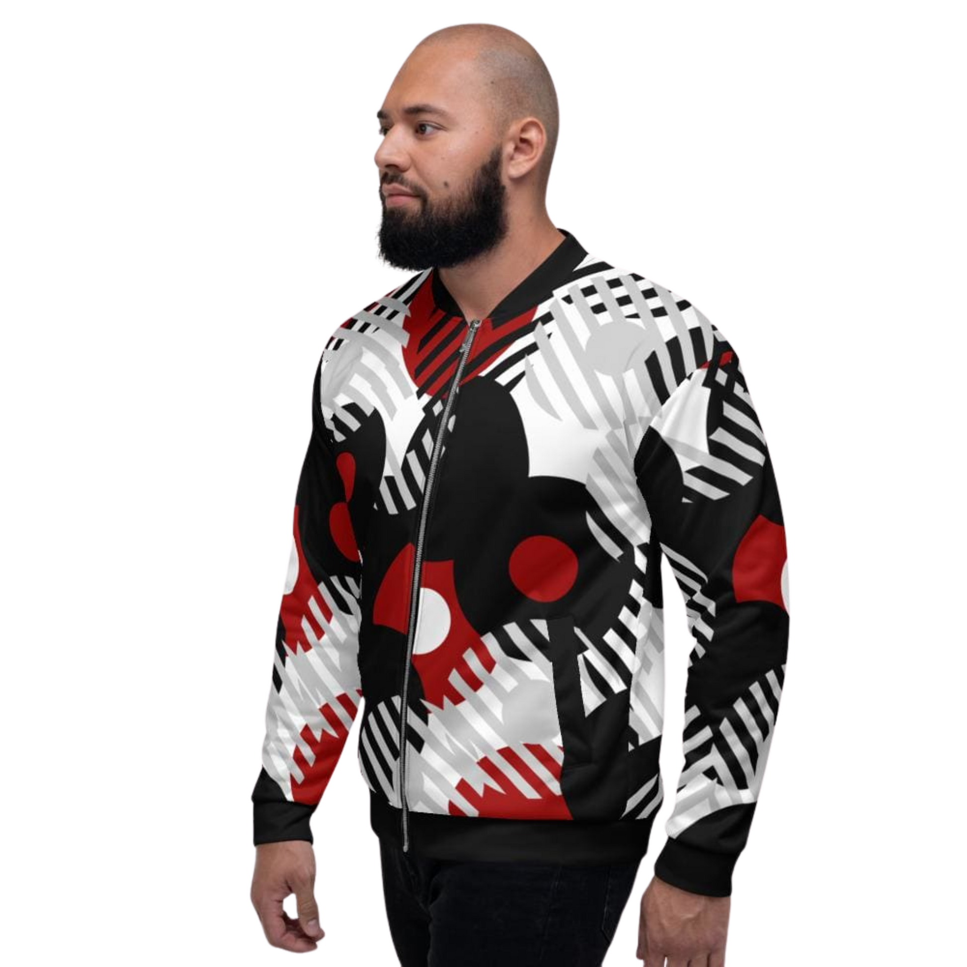 Men's Retro Red Moon Lightweight Bomber Jacket - Ash and Chrome Clothing Co LLC