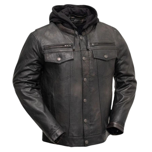 Men's Sheepskin Leather Motorcycle Jacket with Liner - Ash and Chrome Clothing Co LLC