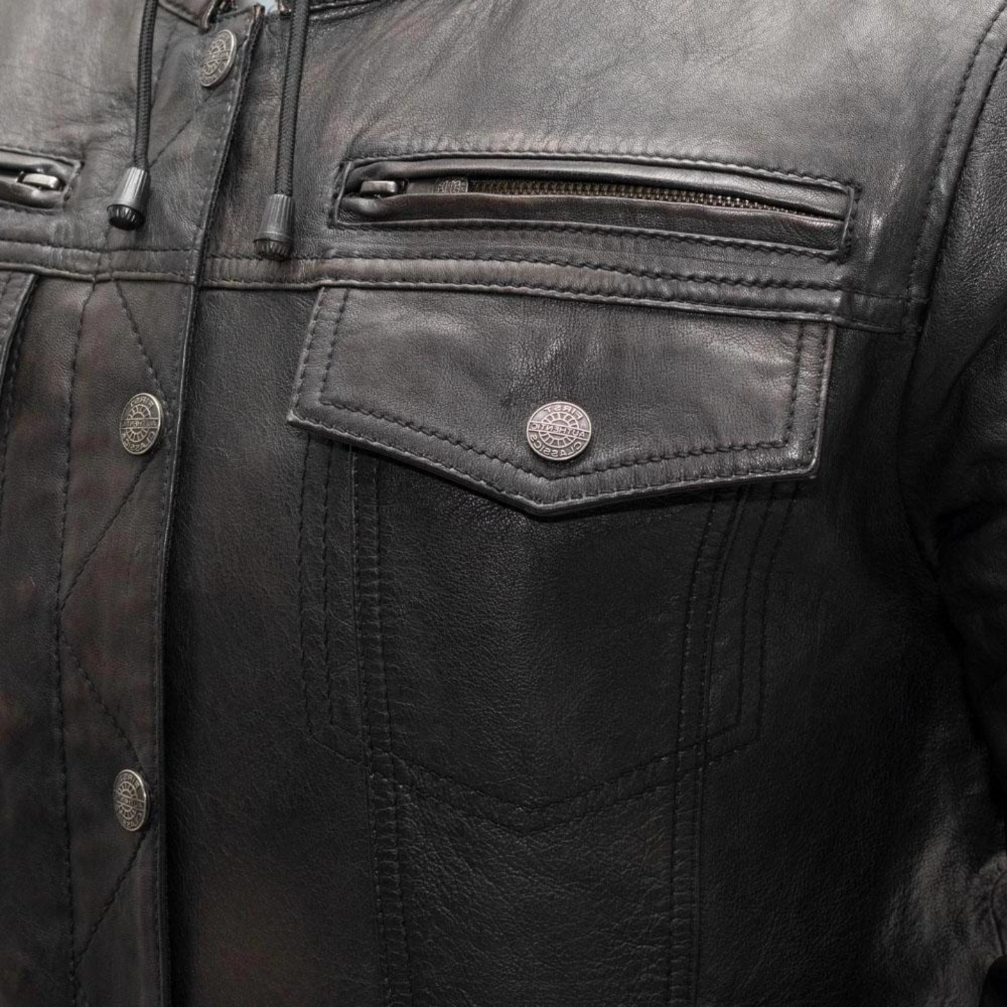 Men's Sheepskin Leather Motorcycle Jacket with Liner - Ash and Chrome Clothing Co LLC
