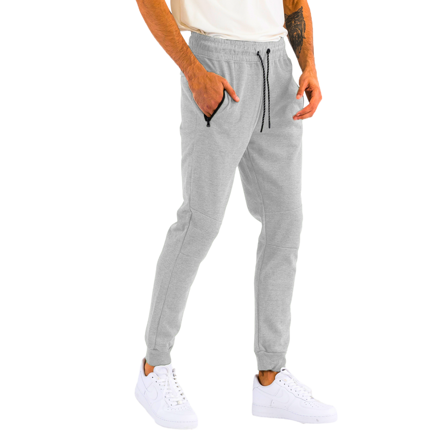 Men's Slim-Fit Sport Heathered Gray Sweatpants with Drawstring - Ash and Chrome Clothing Co LLC