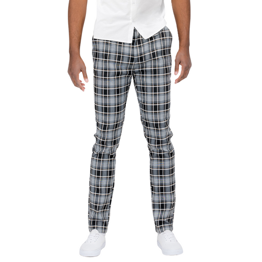 Men's Slim Fit Luxe Plaid Gray Chino Pants - Ash and Chrome Clothing Co LLC