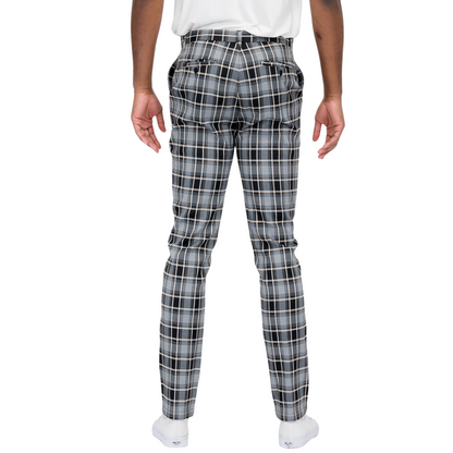 Men's Slim Fit Luxe Plaid Gray Chino Pants - Ash and Chrome Clothing Co LLC