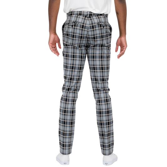 Men's Slim Fit Luxe Plaid Gray Chino Pants - Ash and Chrome Clothing Co LLC