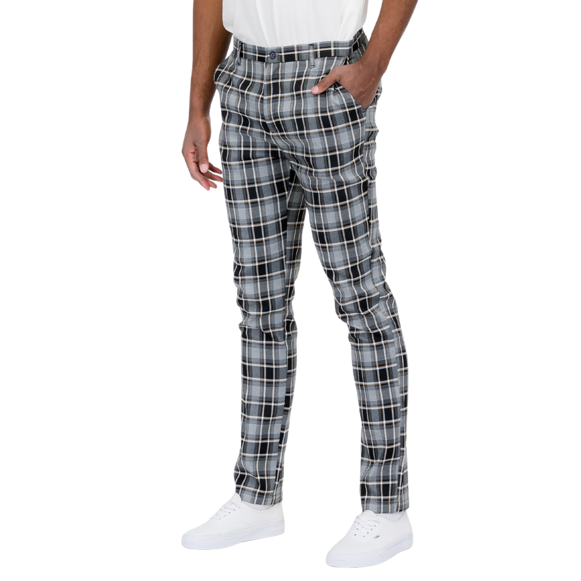 Men's Slim Fit Luxe Plaid Gray Chino Pants - Ash and Chrome Clothing Co LLC