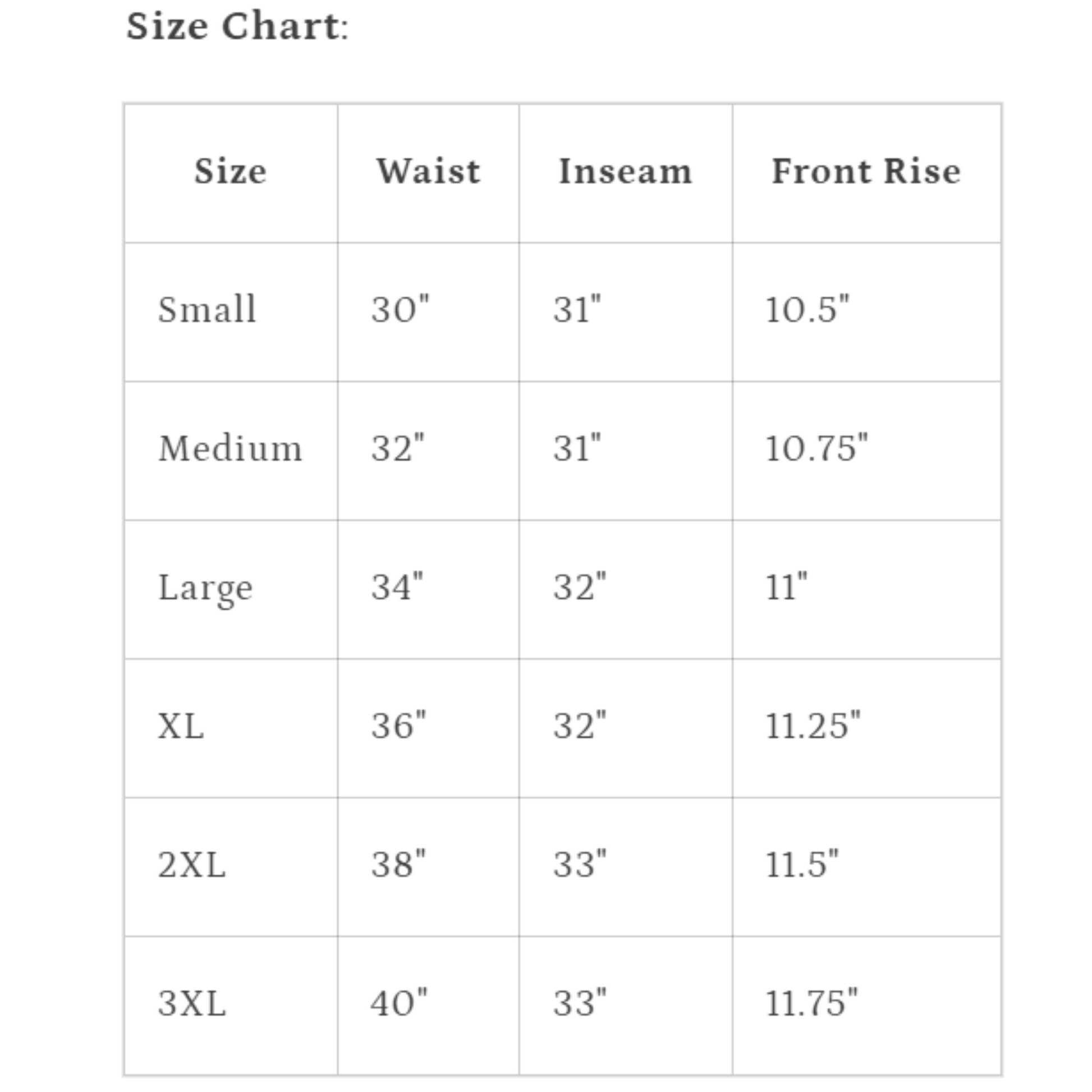 size chart
