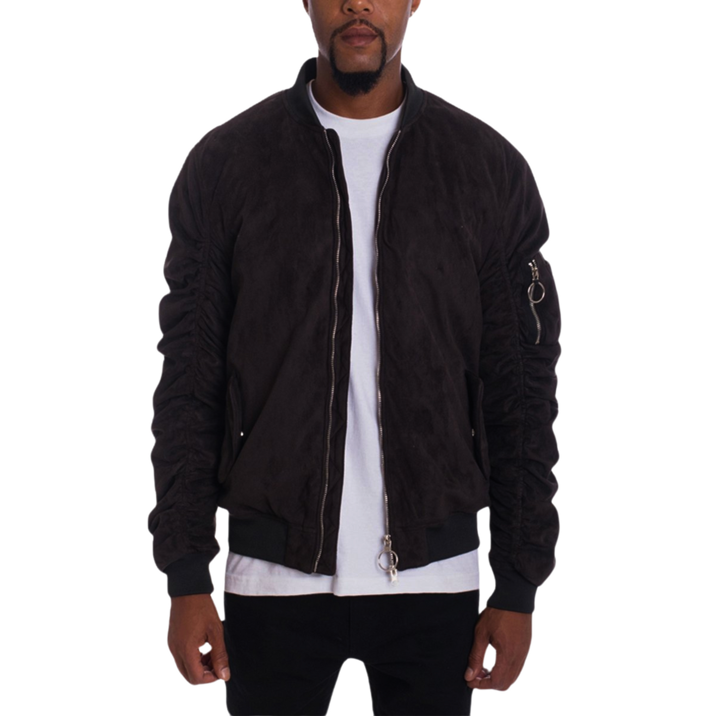 Men's Super Soft Faux Suede Military Bomber Jacket - Ash and Chrome Clothing Co LLC