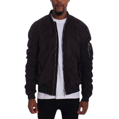Men's Super Soft Faux Suede Military Bomber Jacket - Ash and Chrome Clothing Co LLC