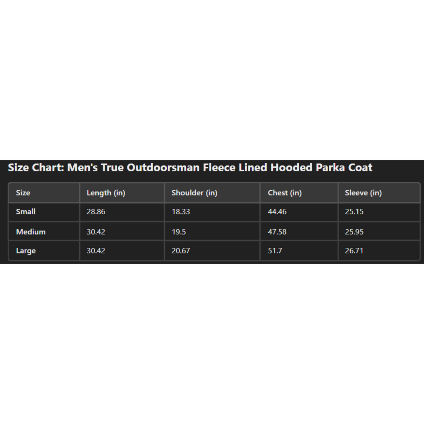 size chart
