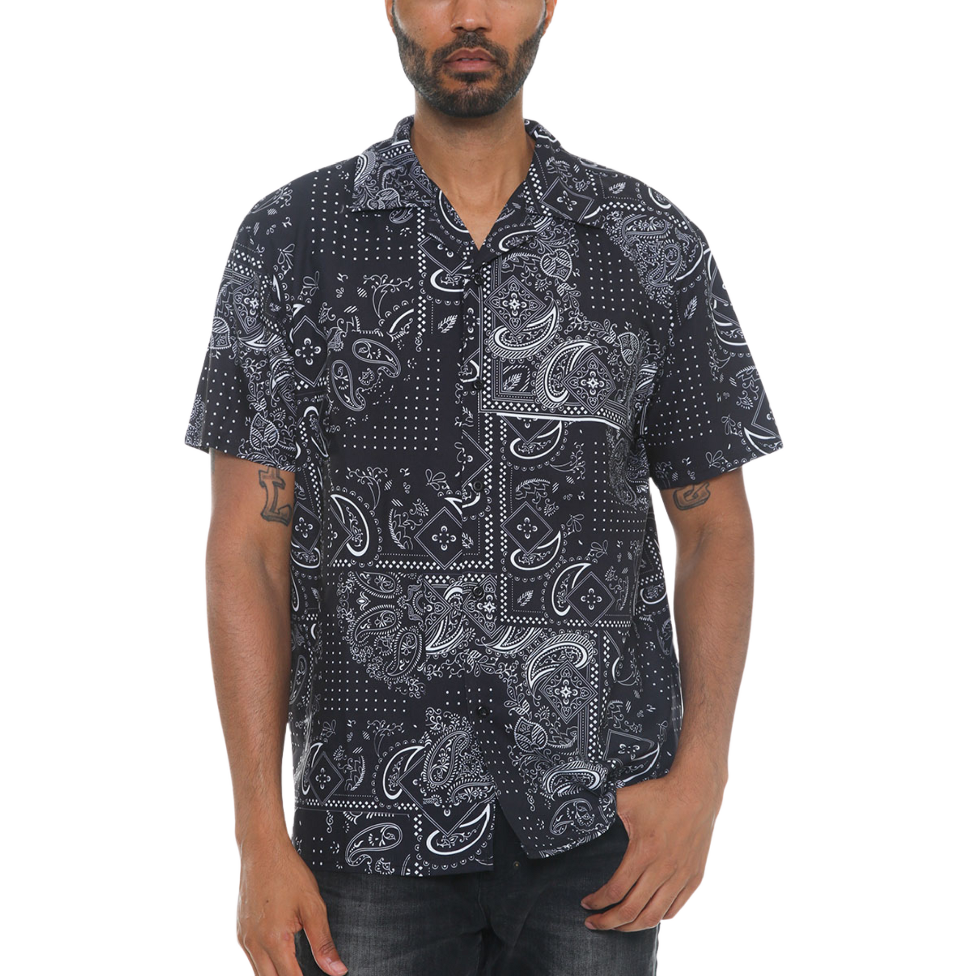 Men's Two-Tone Paisley Print Button Down - Ash and Chrome Clothing Co LLC