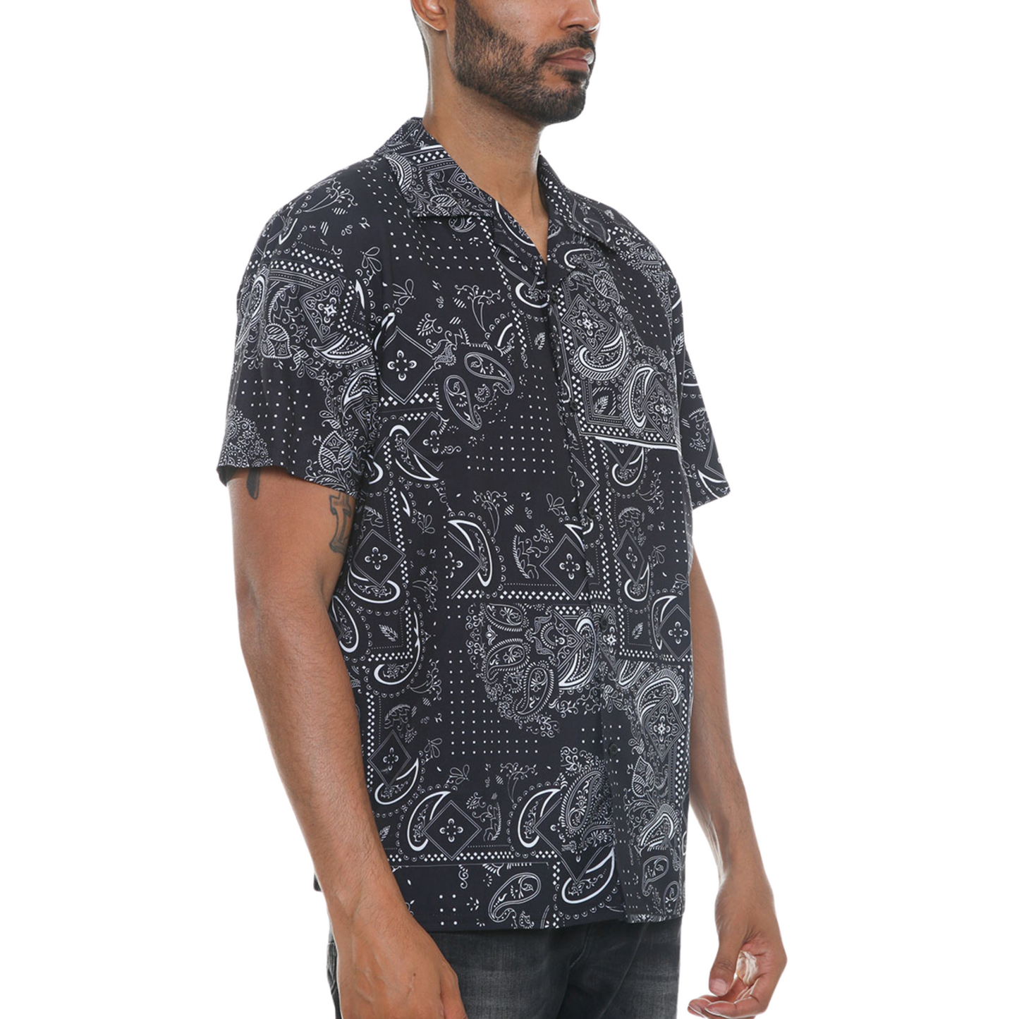 Men's Two-Tone Paisley Print Button Down - Ash and Chrome Clothing Co LLC