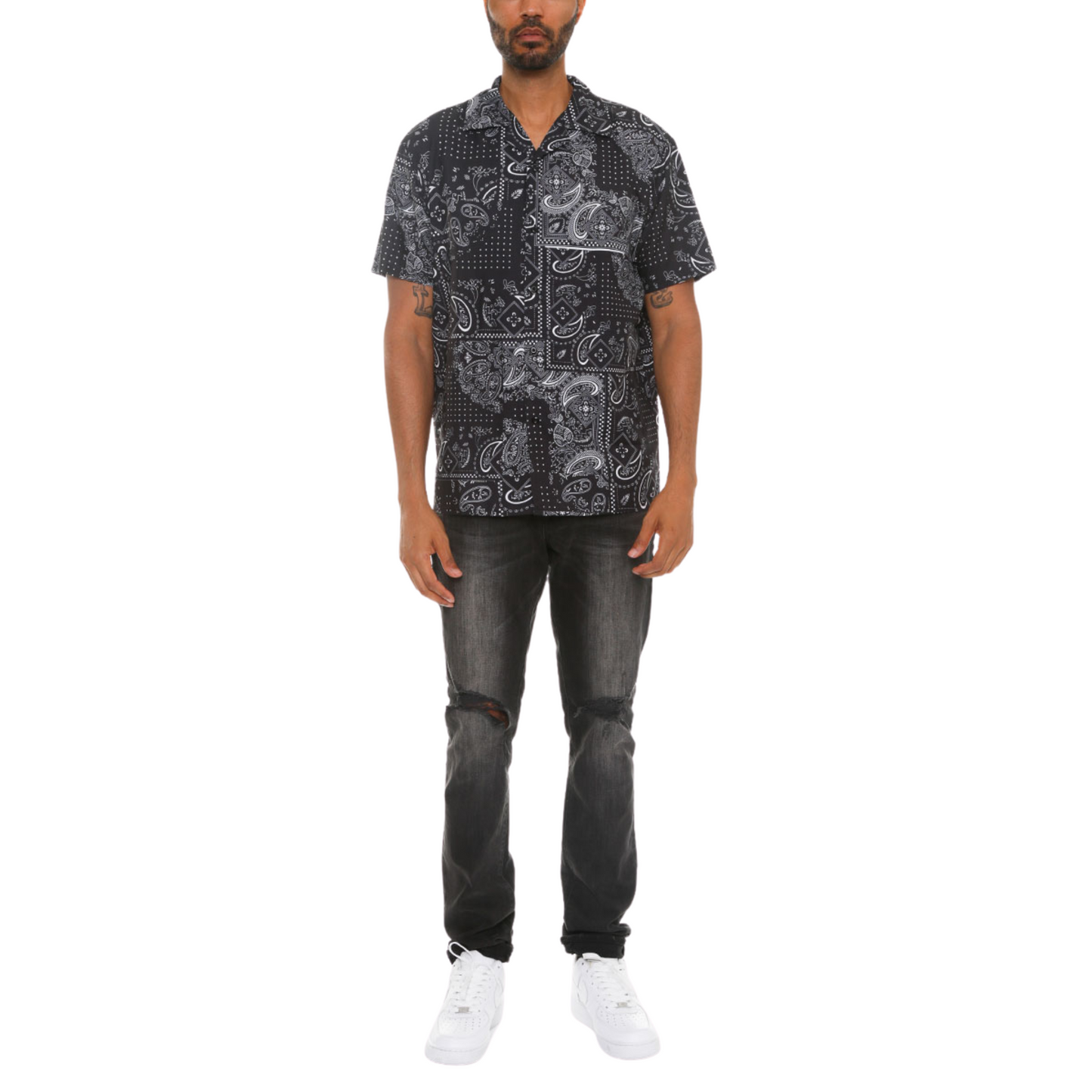 Men's Two-Tone Paisley Print Button Down - Ash and Chrome Clothing Co LLC