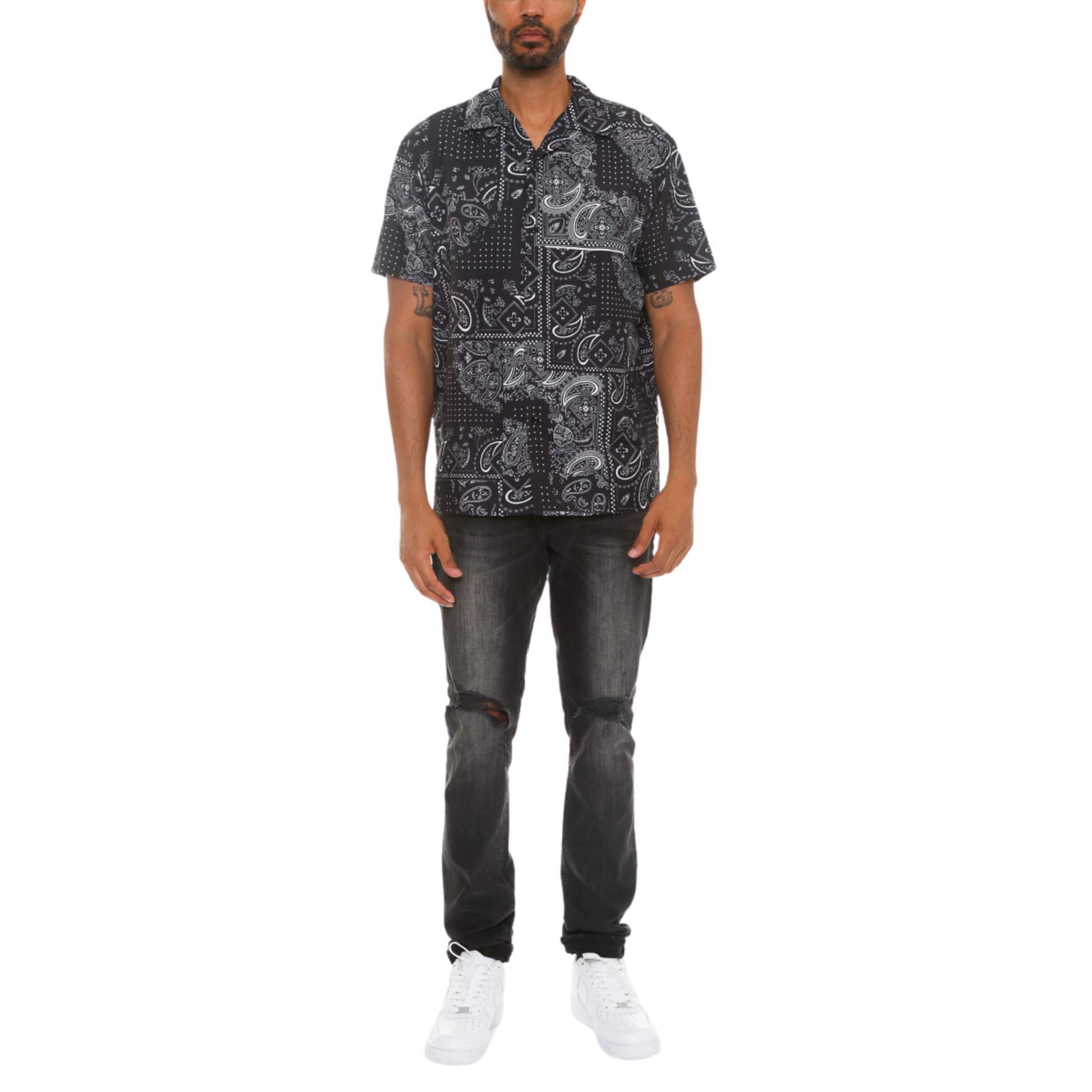 Men's Two-Tone Paisley Print Button Down - Ash and Chrome Clothing Co LLC