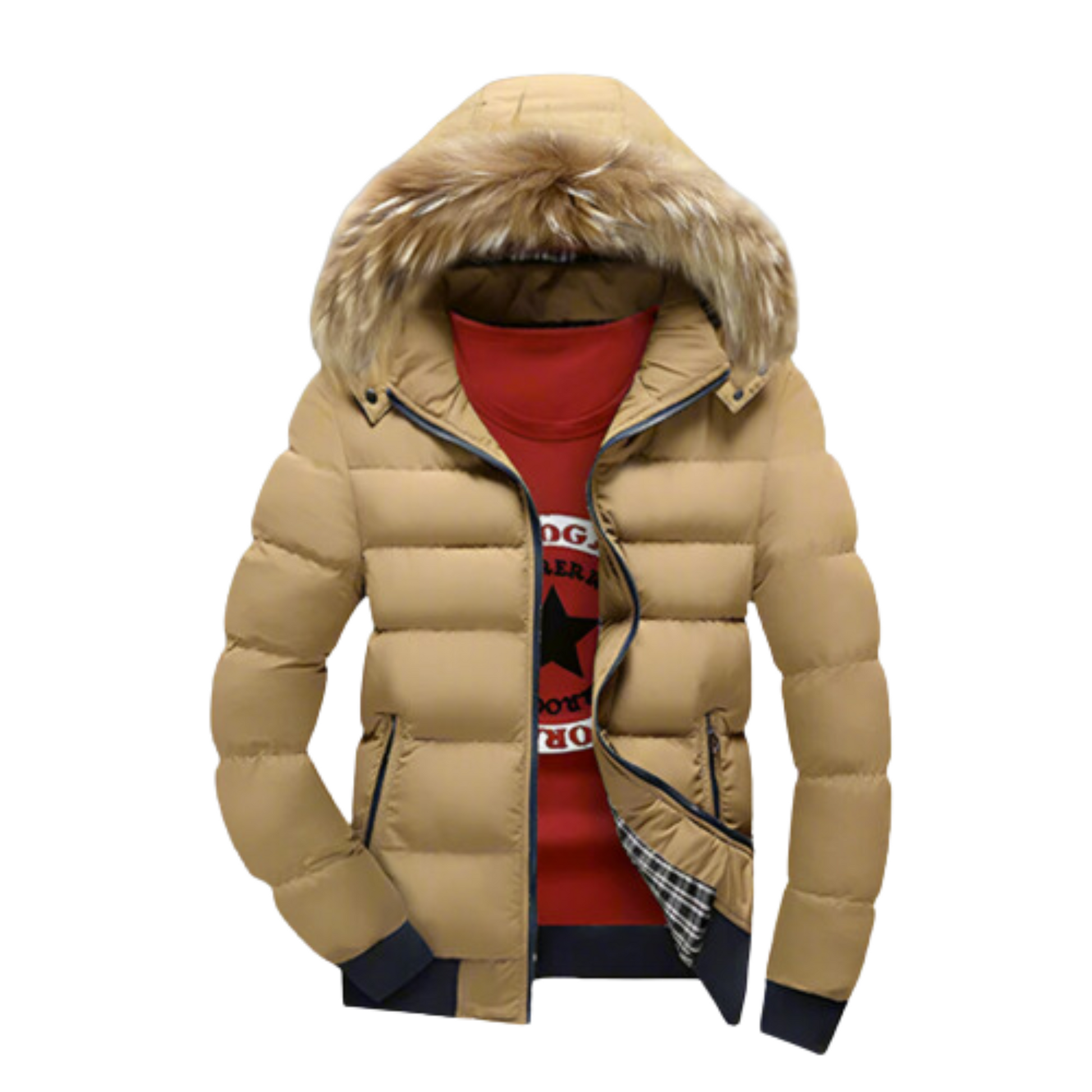 Men's Two-Tone Puffer Jacket with Removable Hood - Ash and Chrome Clothing Co LLC