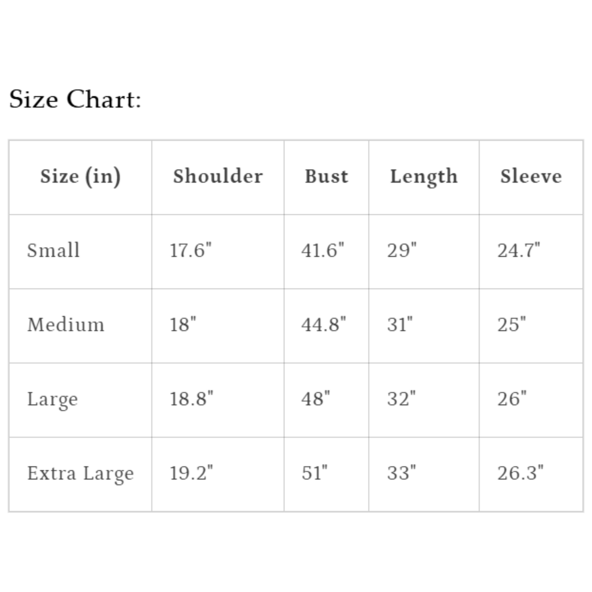 size chart