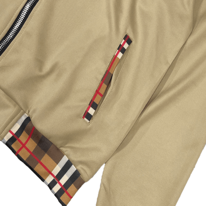 Men's two-piece Version Couture track suit with zip-up jacket and matching pants, featuring checkered detail on the collar, cuffs, and waistband.