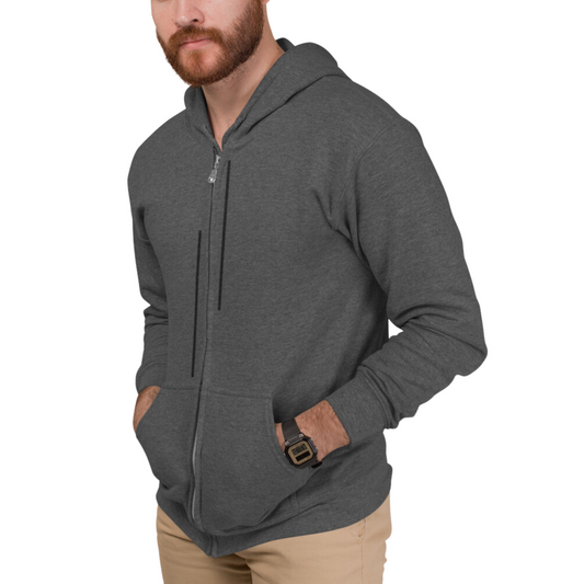 Men's Zipper Pocket Hoodie with Drawstrings and Accent Stripes - Ash and Chrome Clothing Co LLC