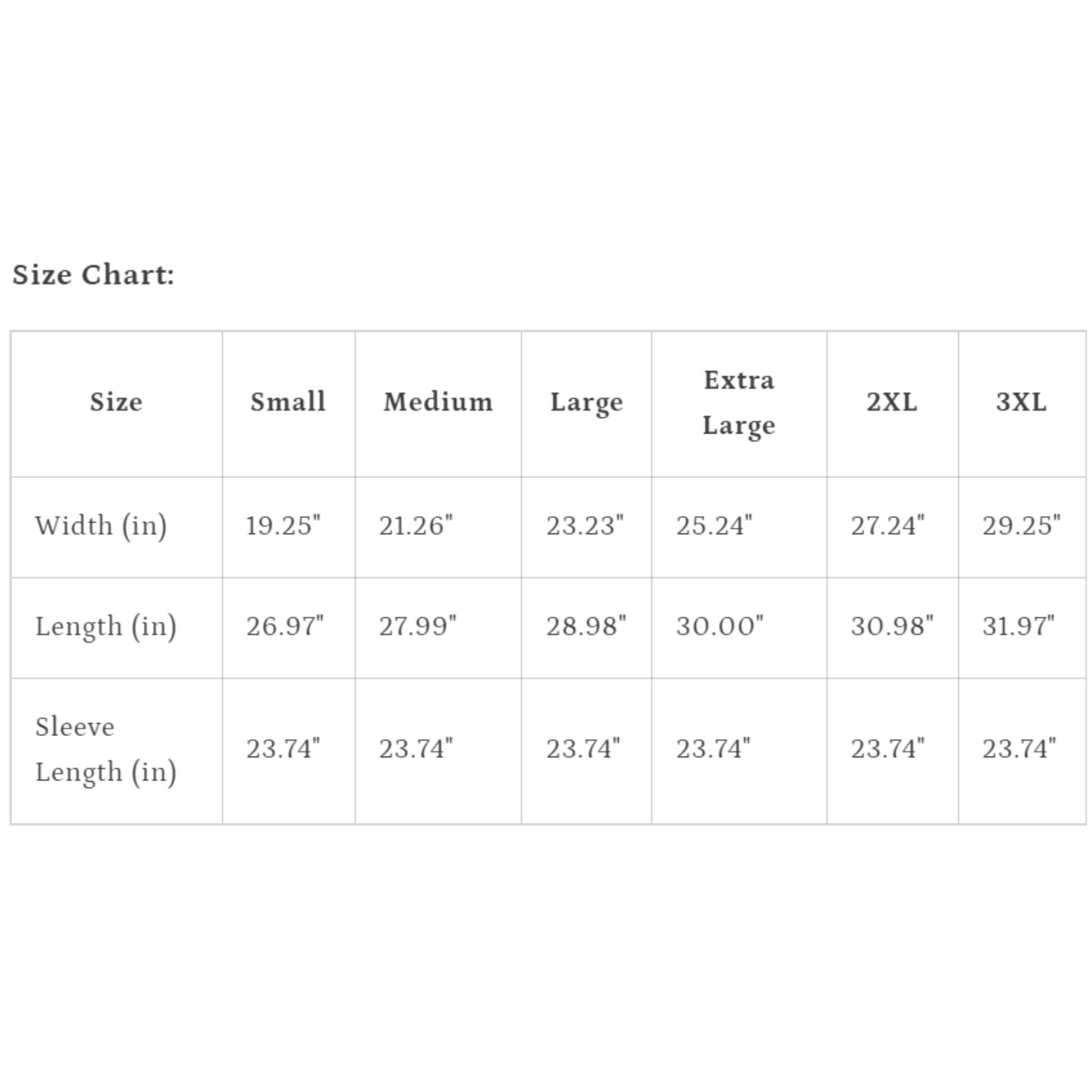 size chart