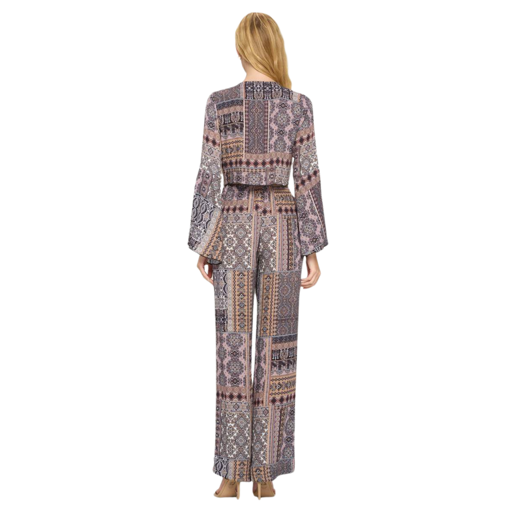 Women's Bohemian Crop Top and Matching Pants Set - Ash and Chrome Clothing Co LLC