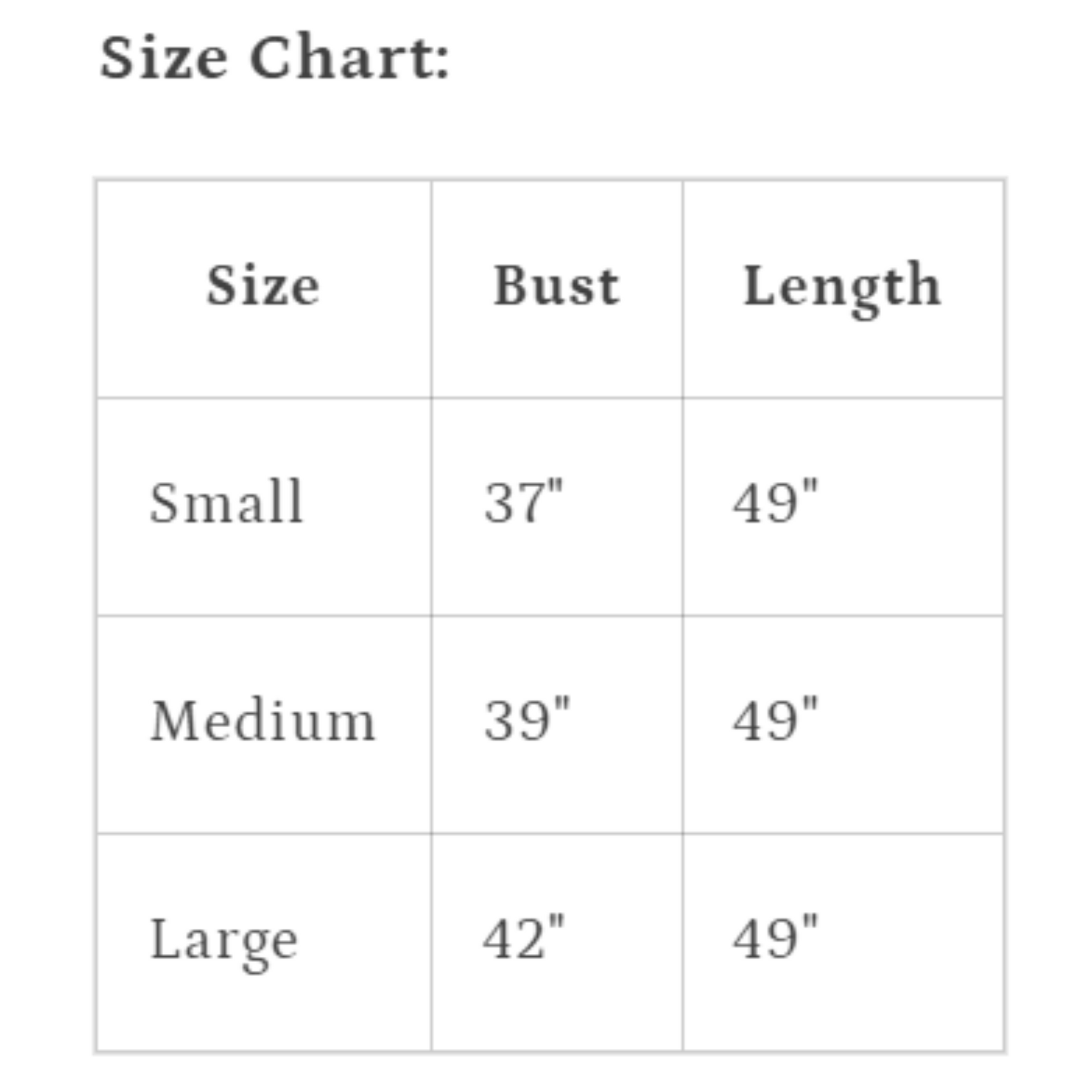 size chart