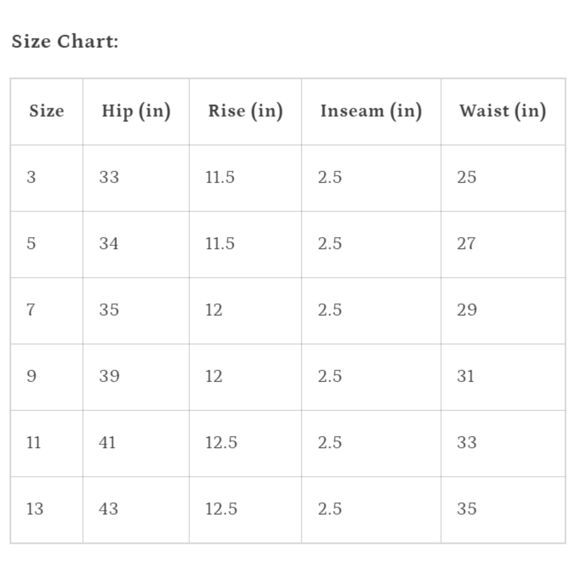 size chart