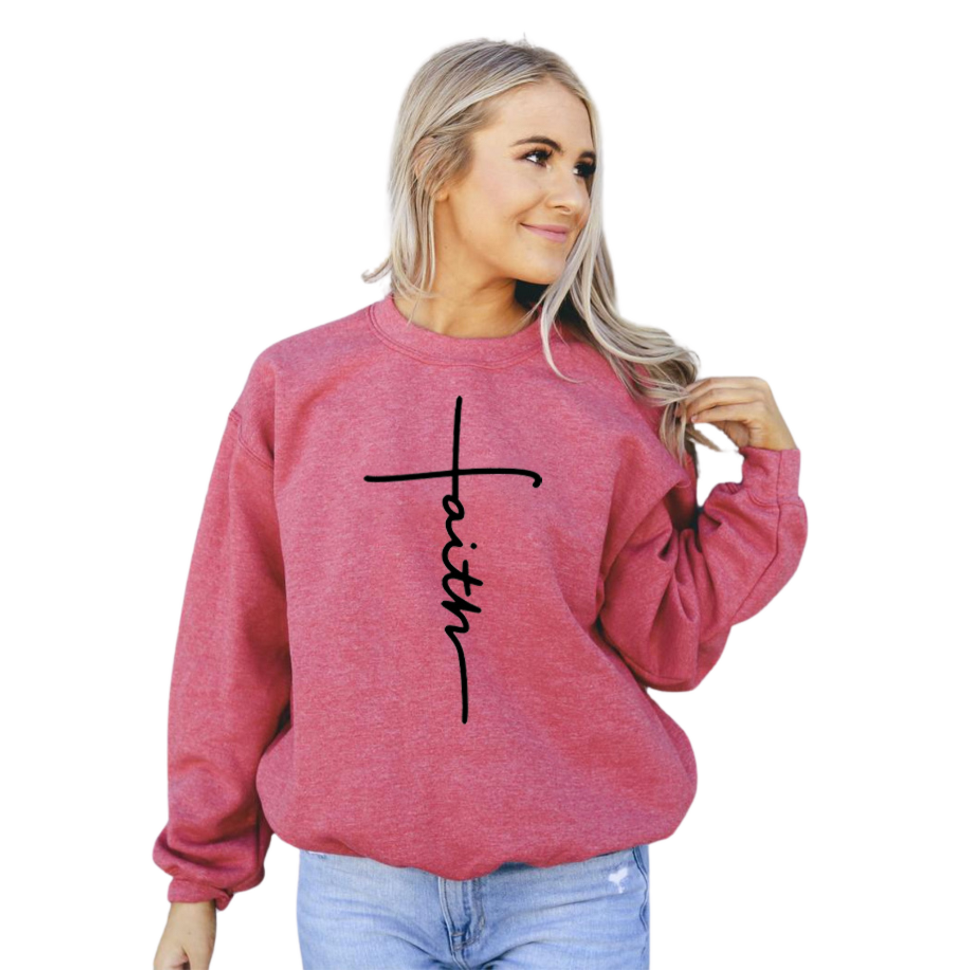 Women's Faith Cross Premium Cotton Blend Sweatshirt - Ash and Chrome Clothing Co LLC