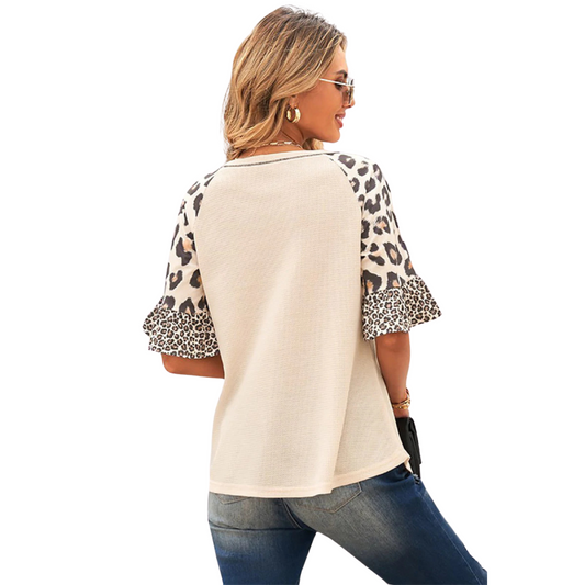 Women's Sexy Cheetah Print Short Sleeve Summer Blouse - Ash and Chrome Clothing Co LLC