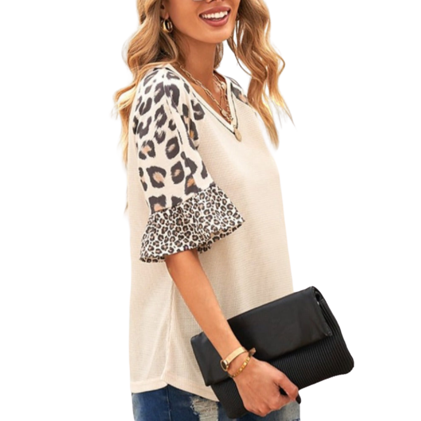 Women's Sexy Cheetah Print Short Sleeve Summer Blouse - Ash and Chrome Clothing Co LLC