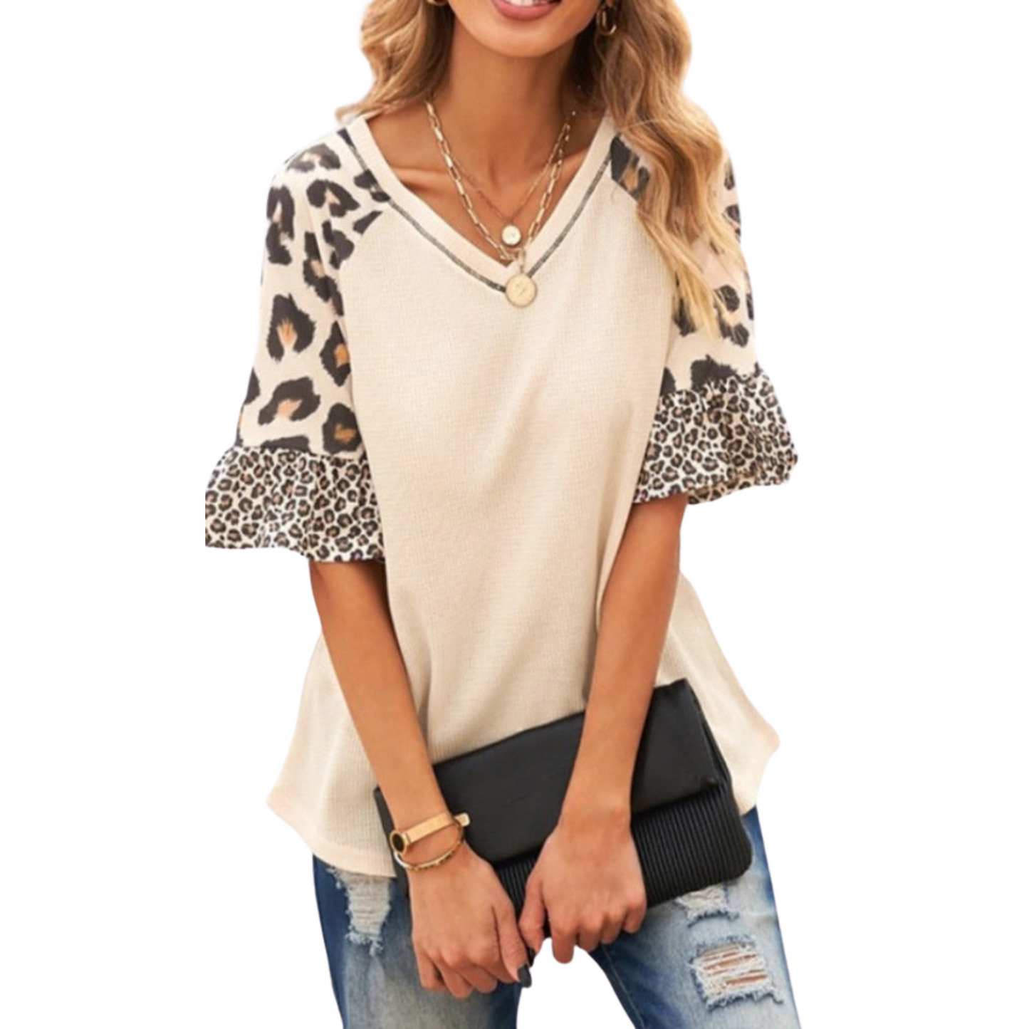 Women's Sexy Cheetah Print Short Sleeve Summer Blouse - Ash and Chrome Clothing Co LLC