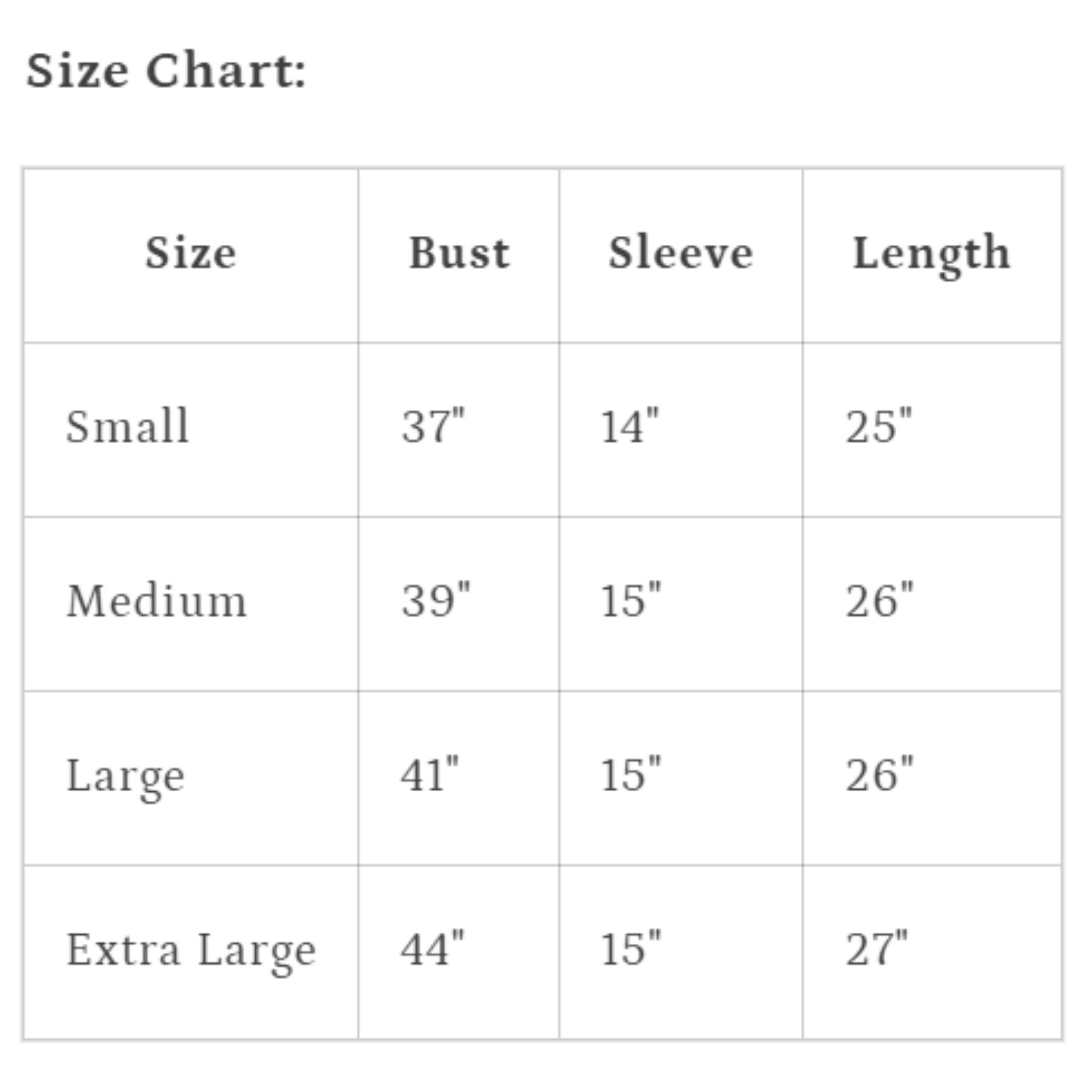 size chart