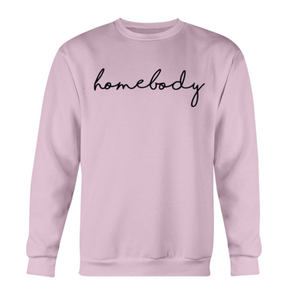 Women's Soft Fleece Knit Cotton Homebody Sweater in red with "Homebody" printed across the chest, available in multiple colors and sizes up to 4XL.