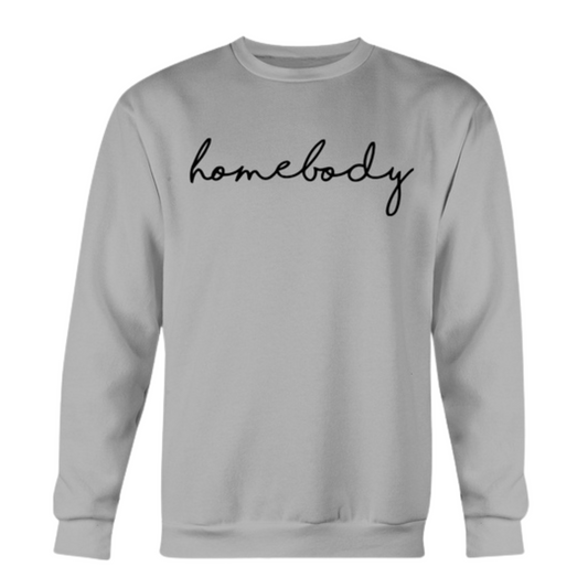 Women's Soft Fleece Knit Cotton Homebody Sweater in red with "Homebody" printed across the chest, available in multiple colors and sizes up to 4XL.