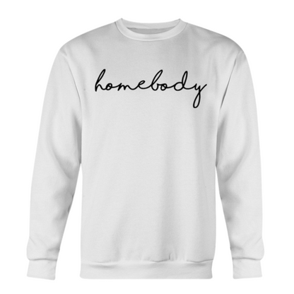 Women's Soft Fleece Knit Cotton Homebody Sweater in red with "Homebody" printed across the chest, available in multiple colors and sizes up to 4XL.