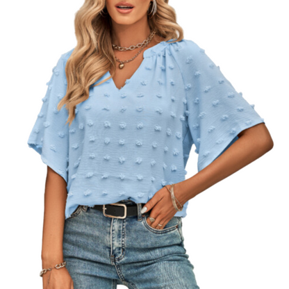Women's V Neck Batwing Summer Chiffon Blouse - Ash and Chrome Clothing Co LLC