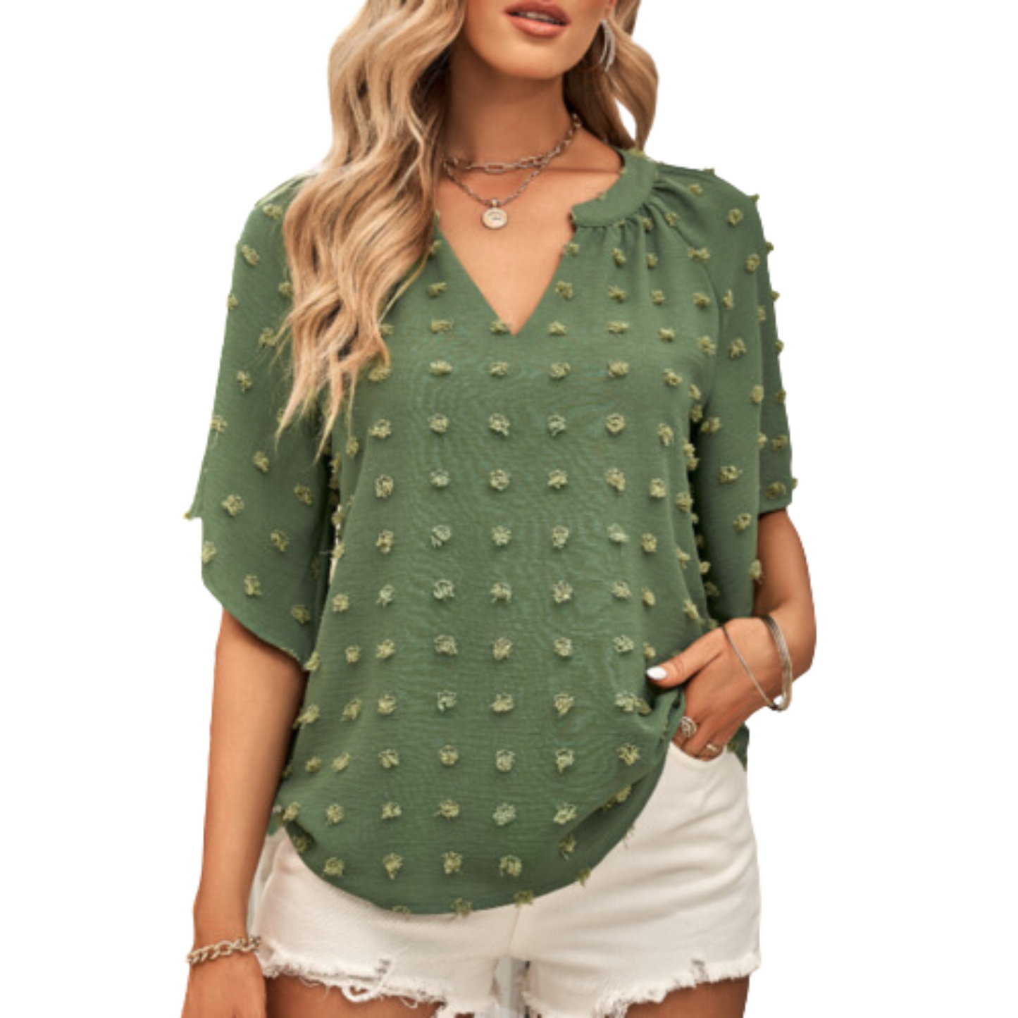 Women's V Neck Batwing Summer Chiffon Blouse - Ash and Chrome Clothing Co LLC