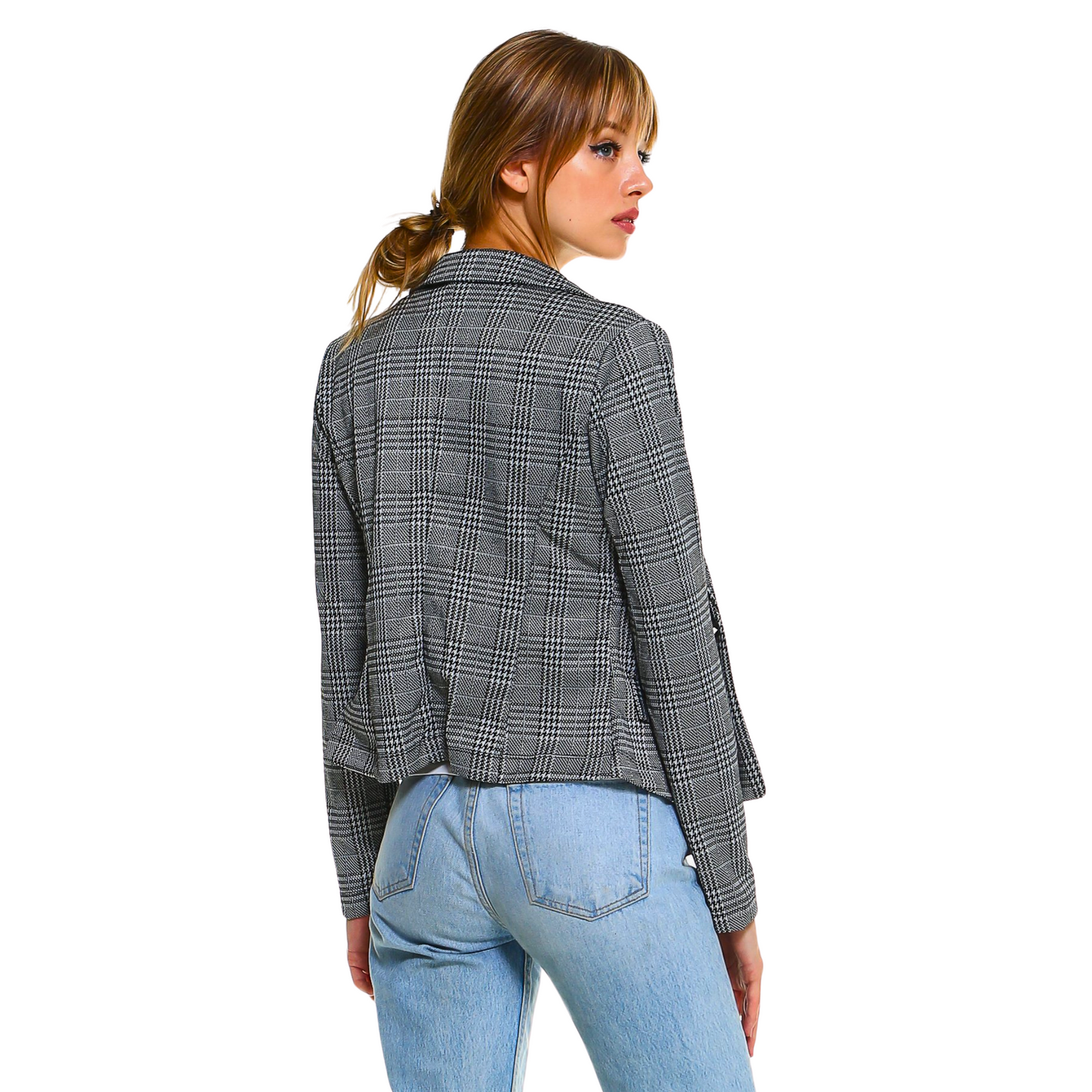 Women's Grey Glen Classic Plaid Blazer - Ash and Chrome Clothing Co LLC