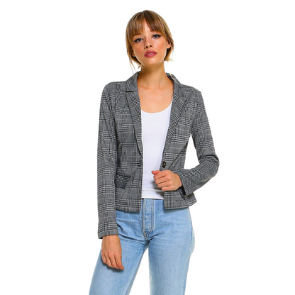 Women's Grey Glen Classic Plaid Blazer - Ash and Chrome Clothing Co LLC